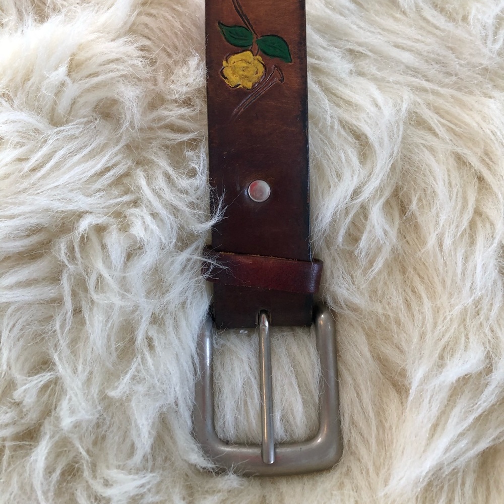 Anthropologie Leather flower painted Belt